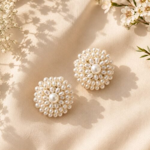 Pearl Bloom Silver Earrings
