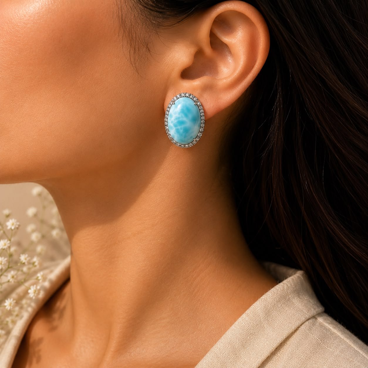 Amazonite Halo Earrings - Image 2