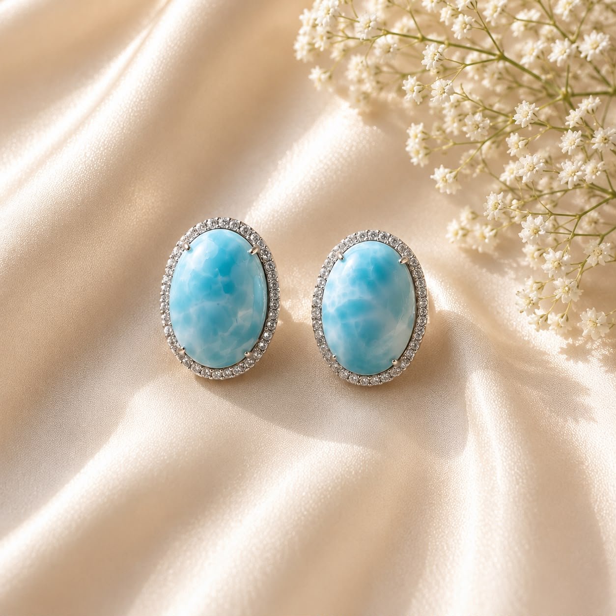 Amazonite Halo Earrings
