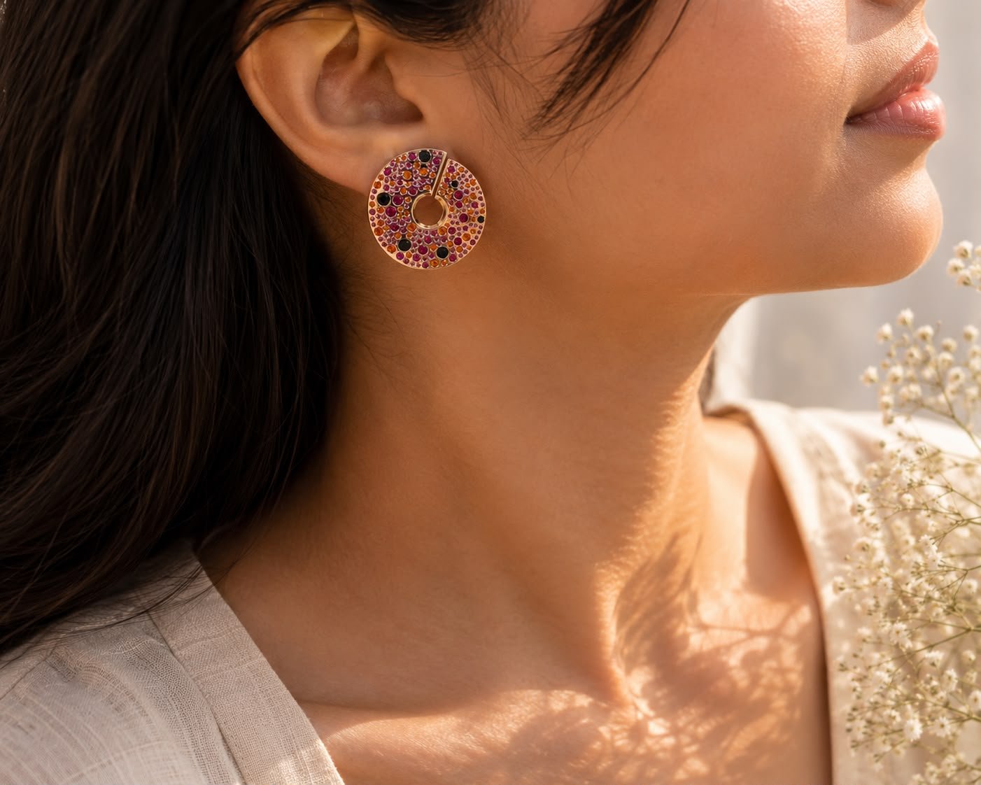 Rose Gold CZ Statement Earrings - Image 2