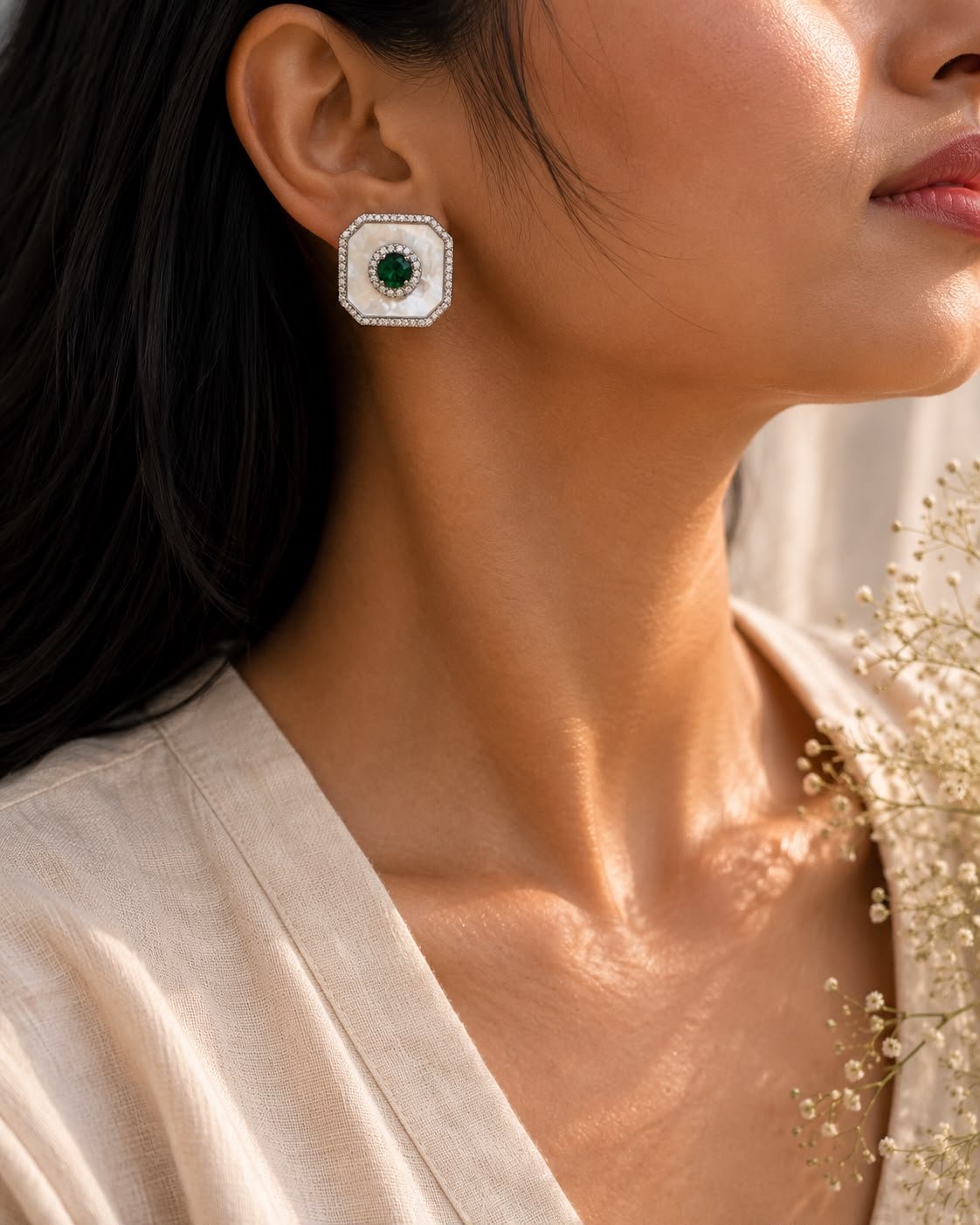 Mother of Pearl (MOP) Statement Earrings - Image 2