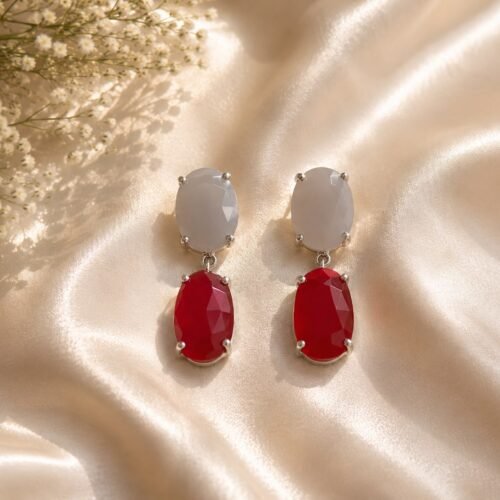Moonstone & Carnelian Drop Earrings
