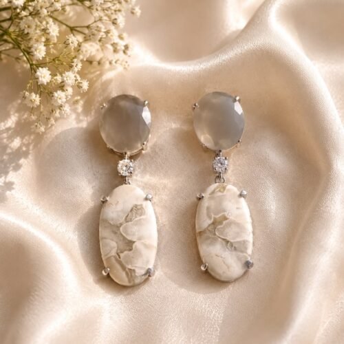 Moonstone & Agate Drop Earrings