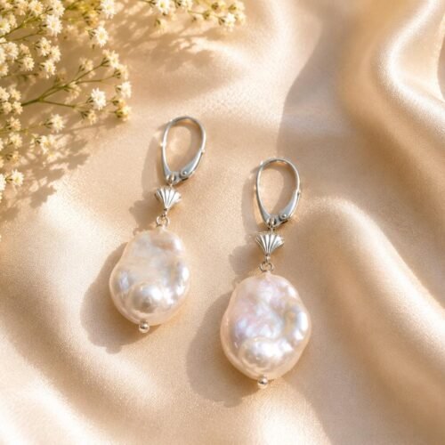 Coin Pearl Drop Earrings