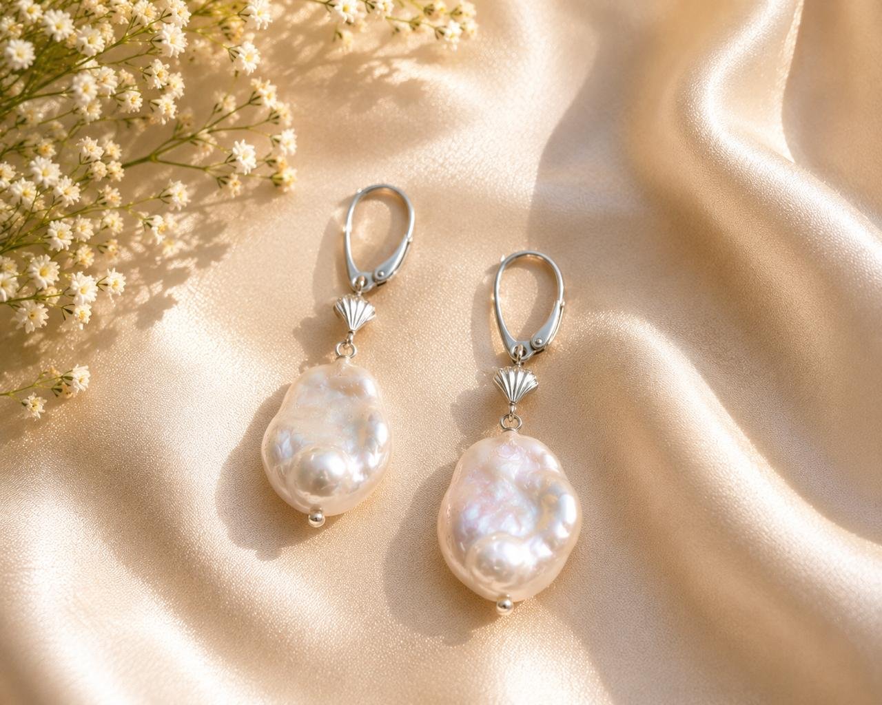 Coin Pearl Drop Earrings