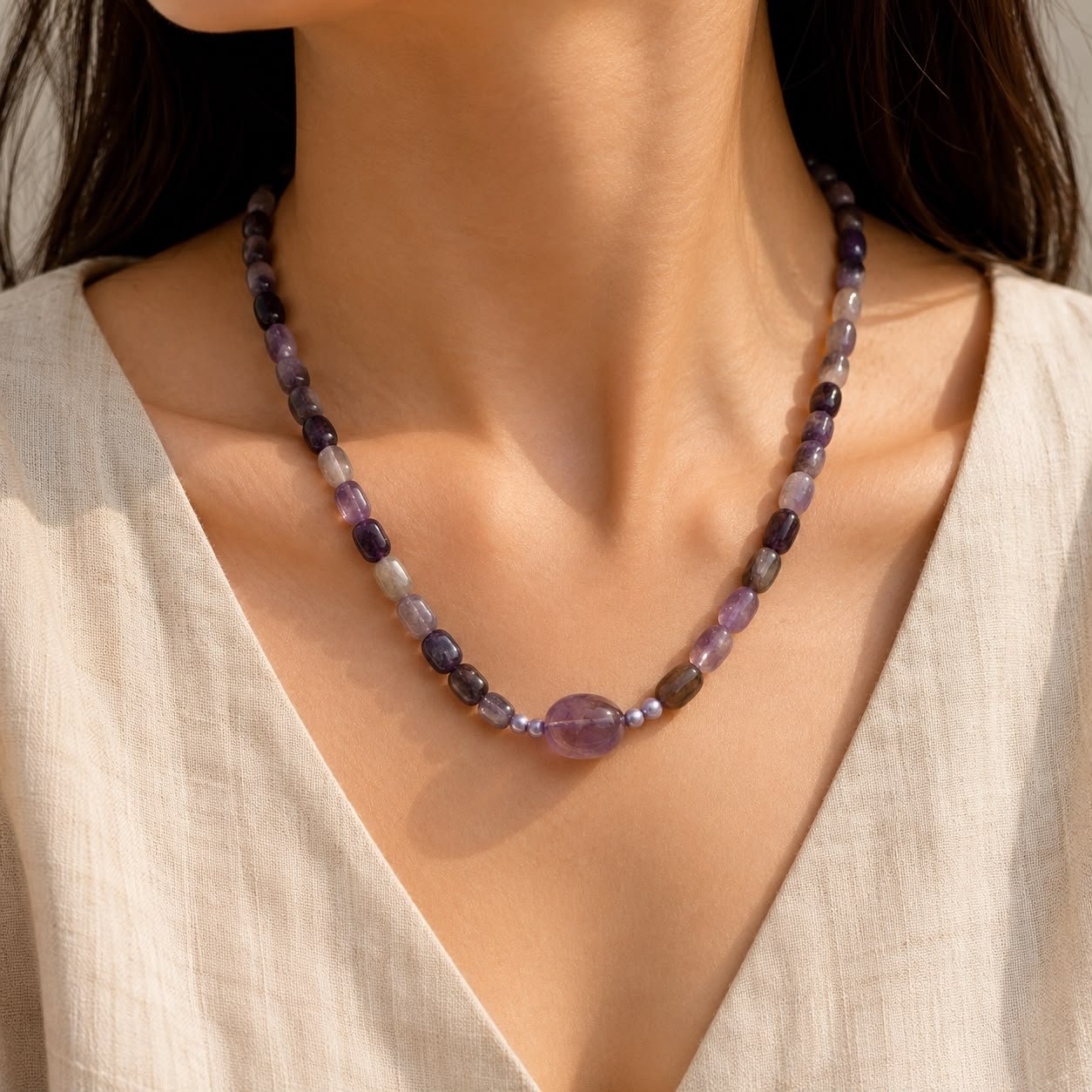 Natural Amethyst Tumble Necklace - Image 2