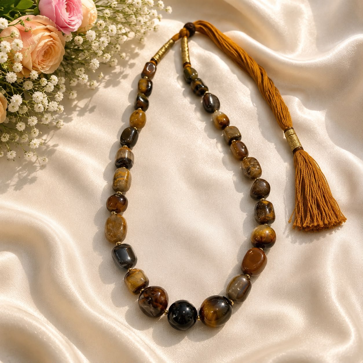 Natural Tiger Eye Tumble Necklace