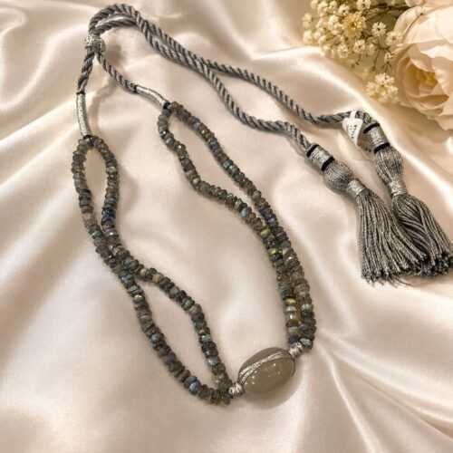 Labradorite Double Line Necklace with Centre Stone