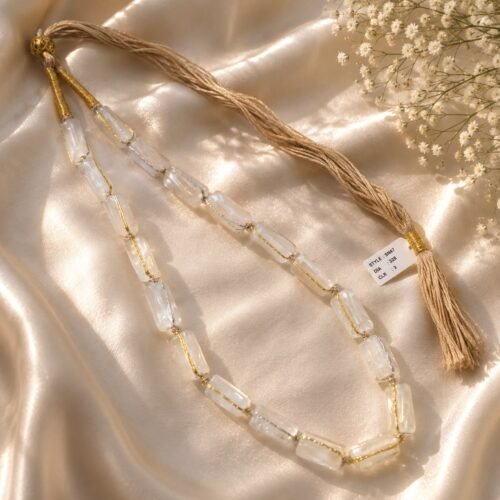 Clear Quartz Pipe Necklace with Dual-Tone Thread Detailing