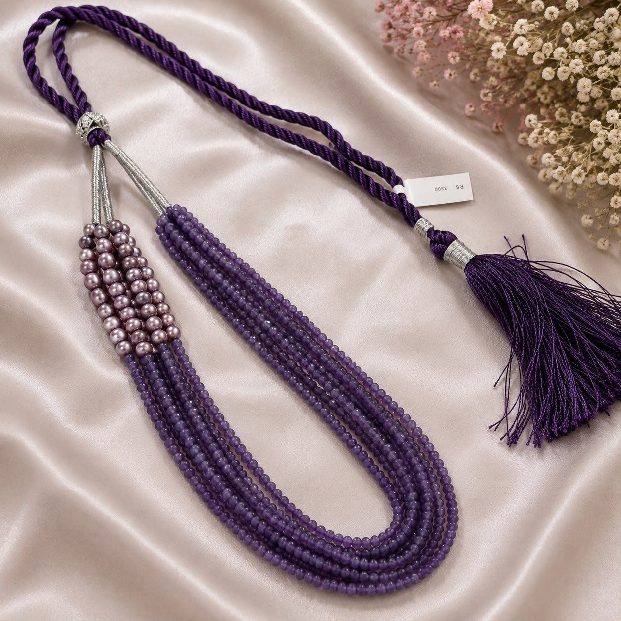 Purple Quartz & Freshwater Pearl Multi-Line Necklace