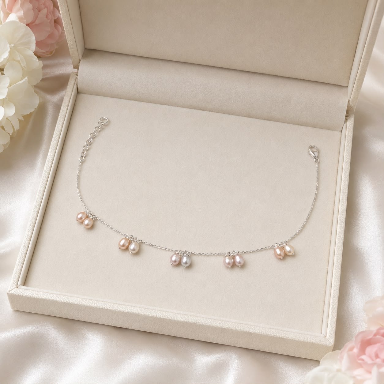 Freshwater Pearl Drop 92.5 Sterling Silver Anklet