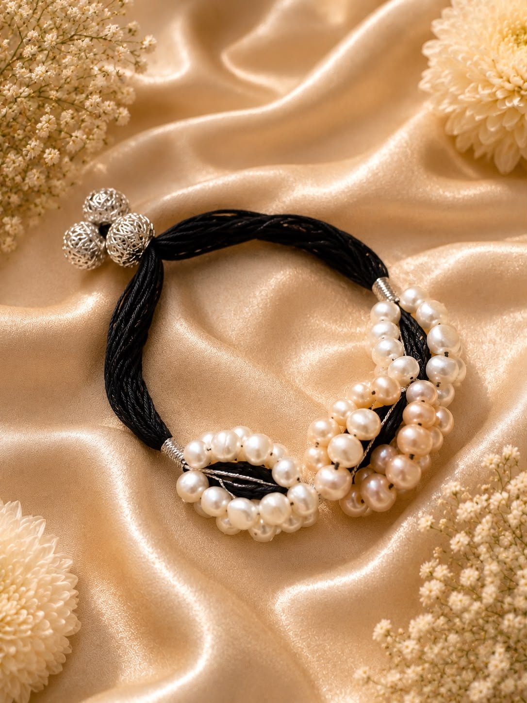 Three-Strand Freshwater Pearl Adjustable Bracelet