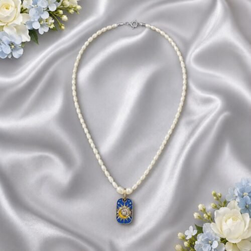 Sun & Moon 92.5 Silver Pearl Necklace