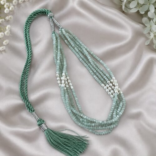 Green Aqua Quartz & Freshwater Pearl Multi-Layer Necklace