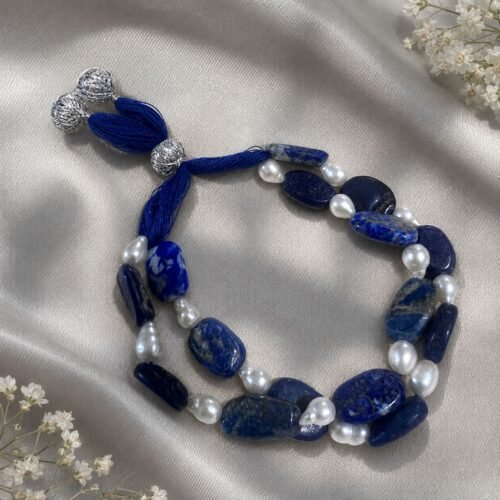 Lapis Lazuli & Freshwater Pearl Stretchable Bracelet