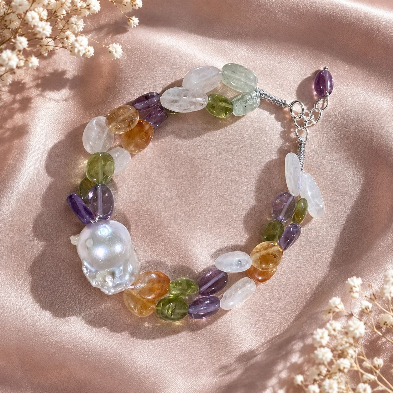 Baroque Pearl & Multi-Gemstone Bracelet
