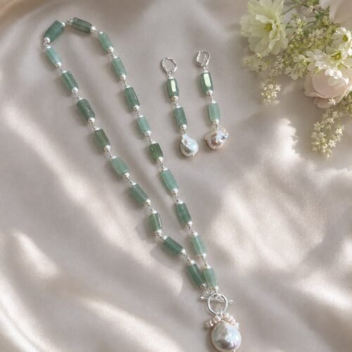 Green Aventurine & Freshwater Pearl Necklace Set