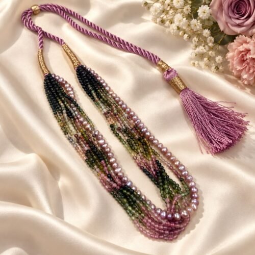 Multi-Tourmaline & Pink Freshwater Pearl 8-Line Necklace