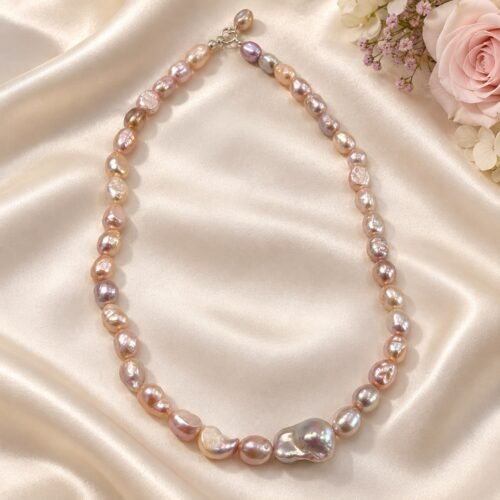 Pink Freshwater Pearl & Baroque Pearl Necklace