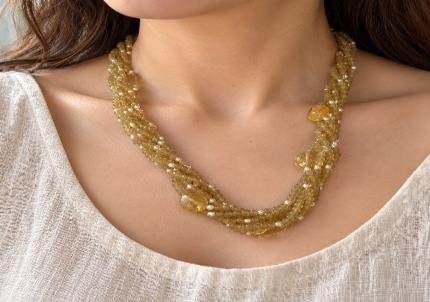 Citrine pearl necklace