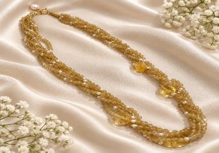 Citrine pearl necklace