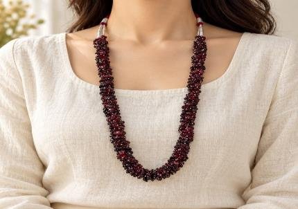 Garnet chip necklace