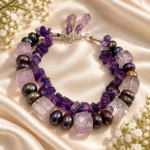 Amethyst & Black Pearl Bracelet