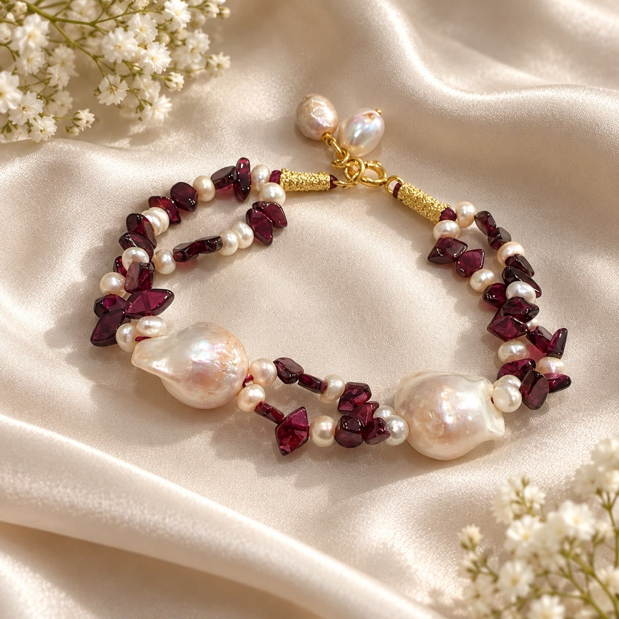 Garnet & Baroque Pearl