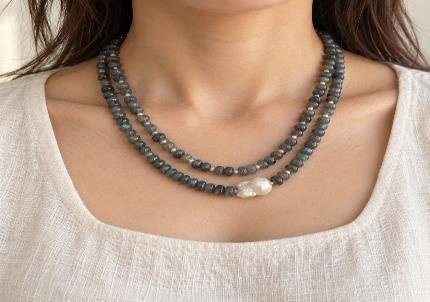 Labradorite pearl necklace