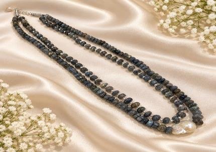 Labradorite pearl necklace