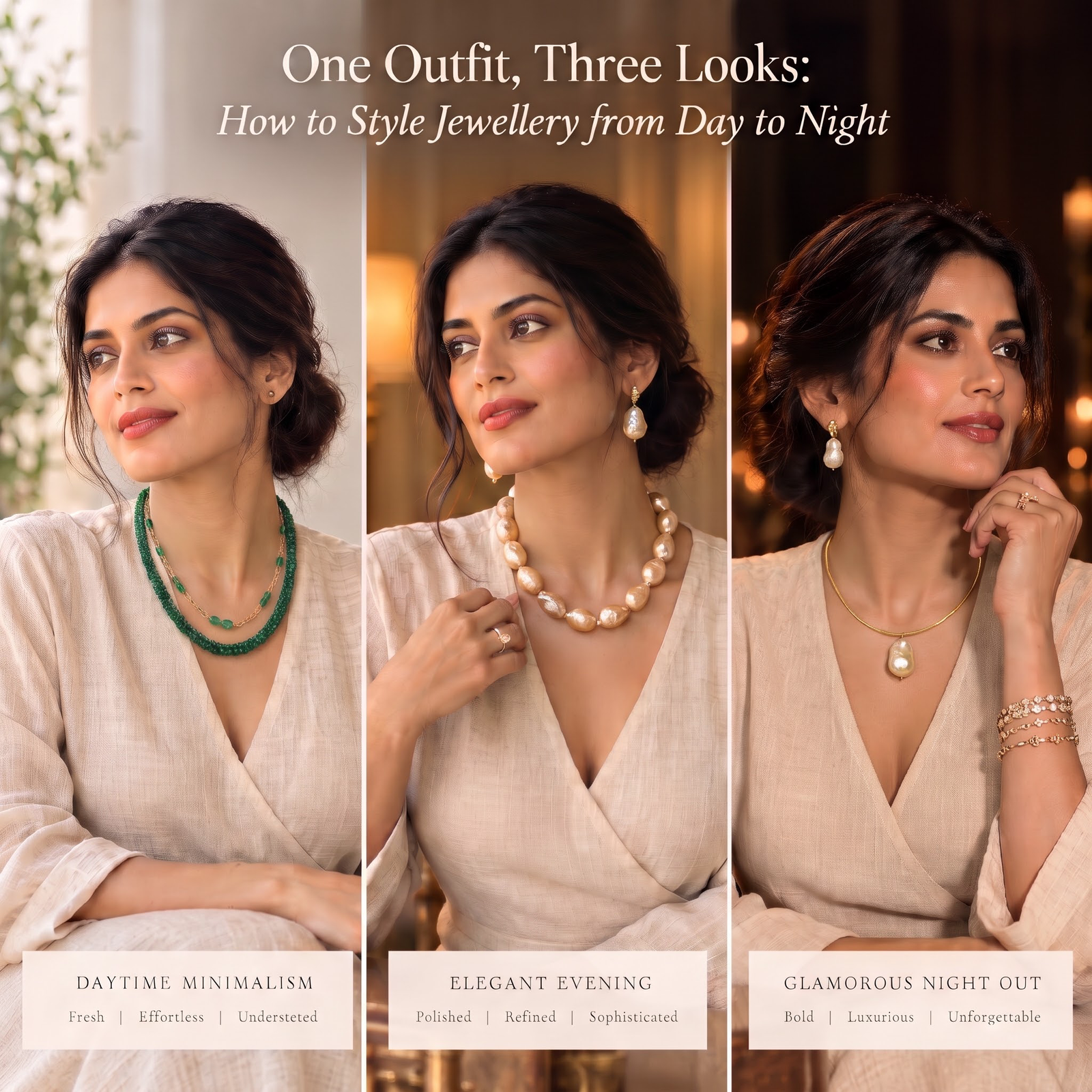 One Outfit, Three Looks: How to Style Jewellery from Day to Night