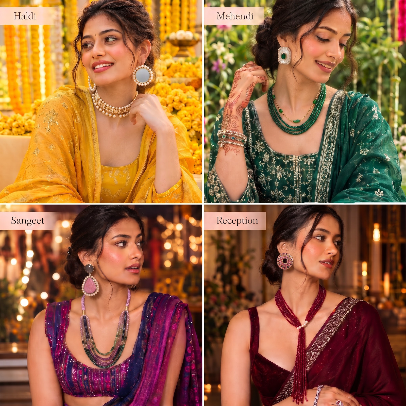 Wedding Guest Jewellery: How to Style Silver and Gemstone Pieces for Haldi, Mehendi, Sangeet and Reception