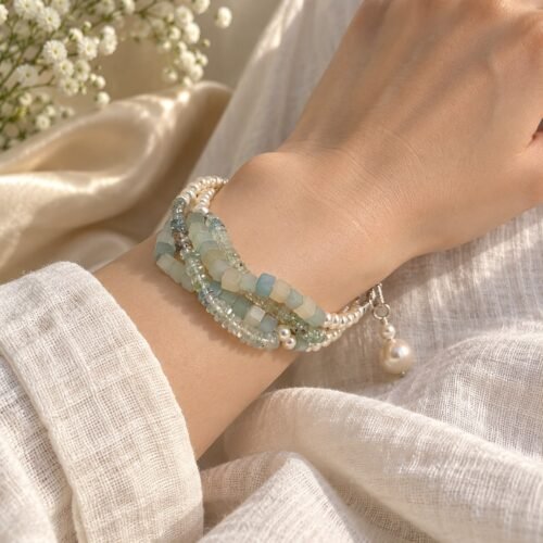 Aquamarine & Freshwater Pearl Bracelet