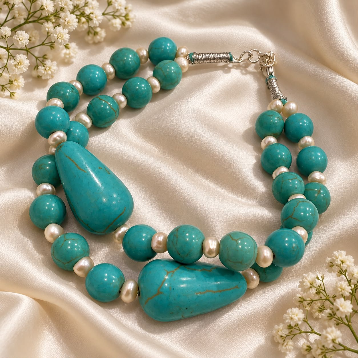 Turquoise & Freshwater Pearl Bracelet