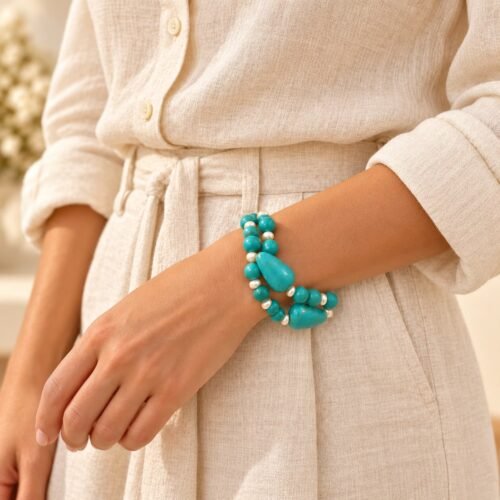 Turquoise & Freshwater Pearl Bracelet