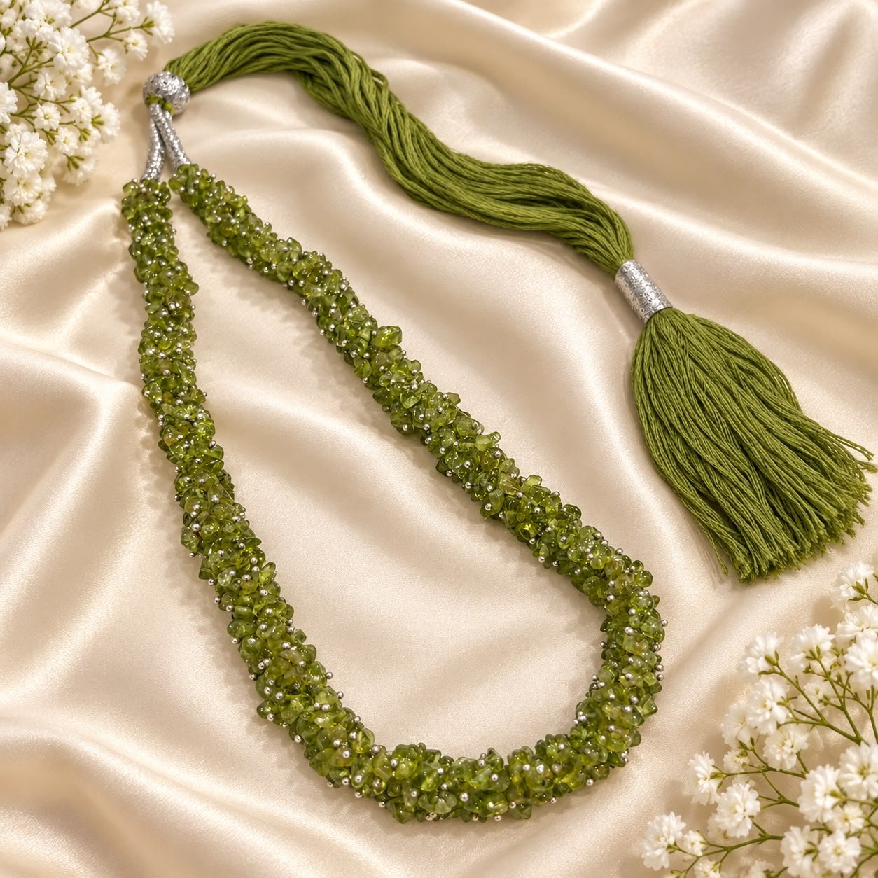 peridot chip necklace