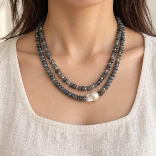 Labradorite pearl necklace